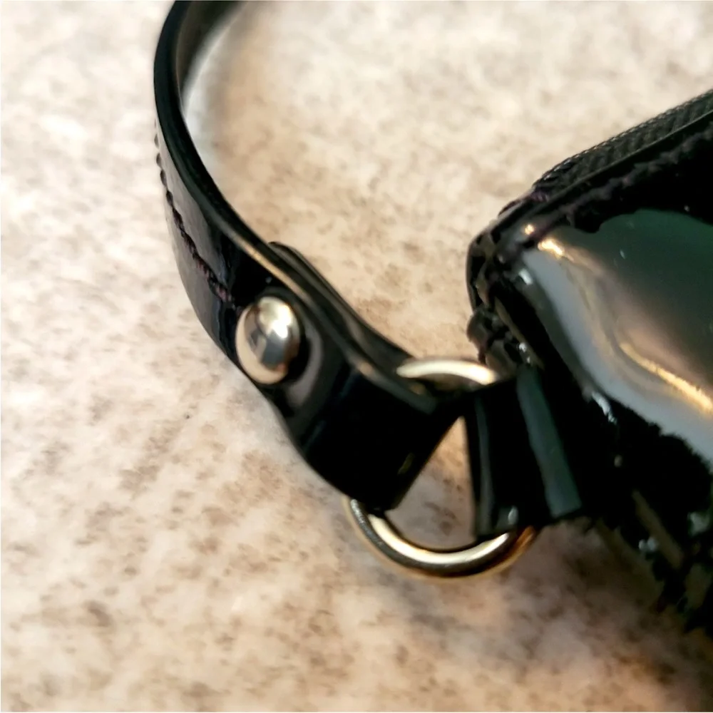 Authentic Coach Monogram Black Patent Leather Wristlet